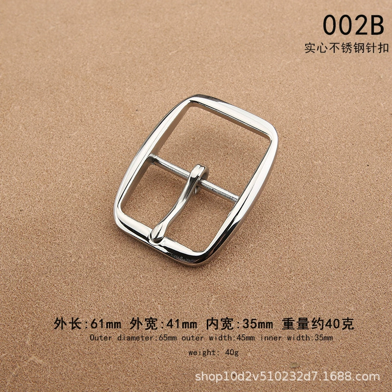 Belt Buckle, Stainless Steel 3.5 cm, Polished Pin Buckle for 3.3–3.4 cm Belts