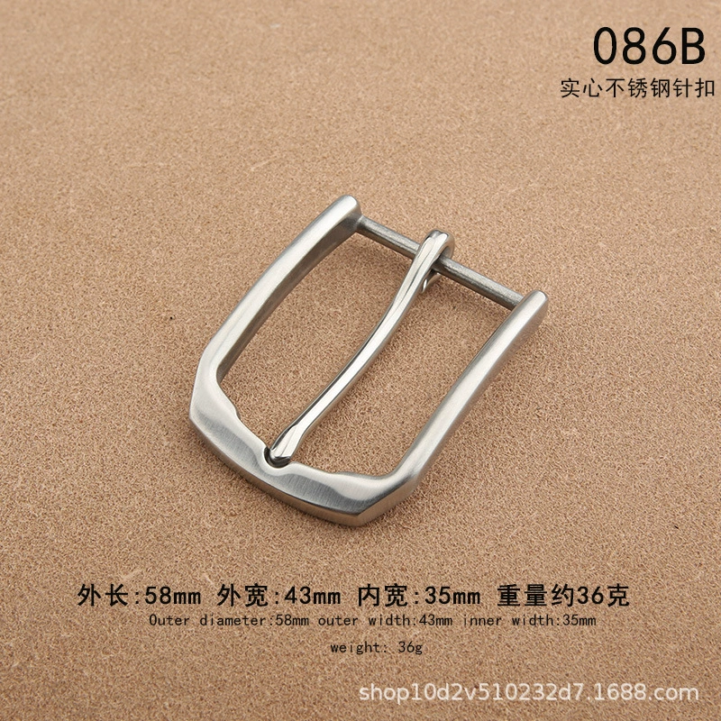 Belt Buckle, Stainless Steel 3.5 cm, Polished Pin Buckle for 3.3–3.4 cm Belts