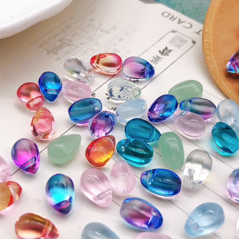 Venta al por mayor checa esmalte agua gota perlas 6*9 gota de agua gradiente pétalo borla colgante hecho a mano DIY horquilla material Accesorios