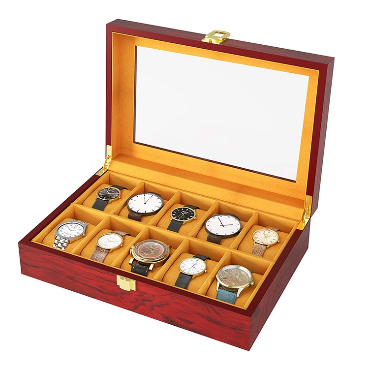Деревянная коробка для часов стеклянная коробка для хранения в крыше коробка для часов Бытовая деревянная коробка для сбора часов коробка для отображения десяти эпитопов