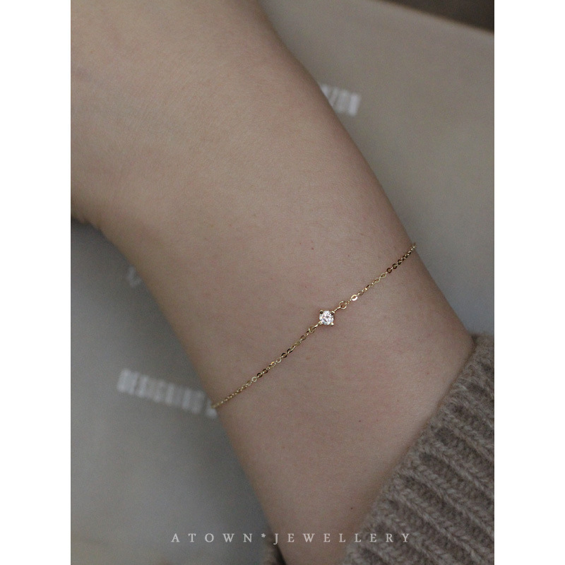 Recommended classic single diamond S925 sterling silver plated 14K gold bracelet zircon super versatile daily temperament fine bracelet for women Recommended classic single diamond S925 sterling silver plated 14K gold bracelet zircon super versatile daily temperament fine bracelet for women