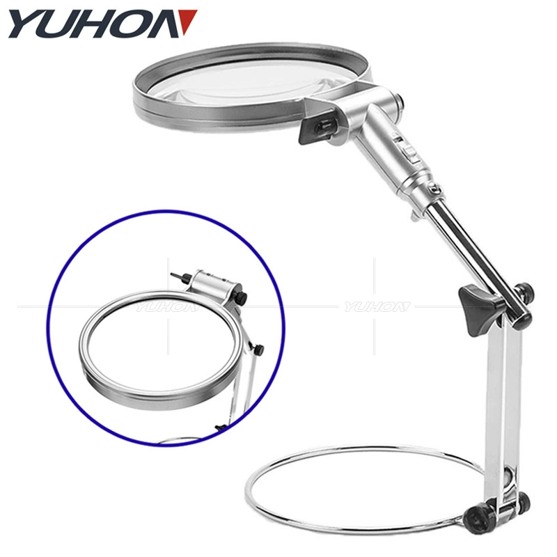 Складной кронштейн светодиодный с подсветкой 2,5 раза настольная лупа для чтения книга ремонт резьба текстиль вышивка крестиком