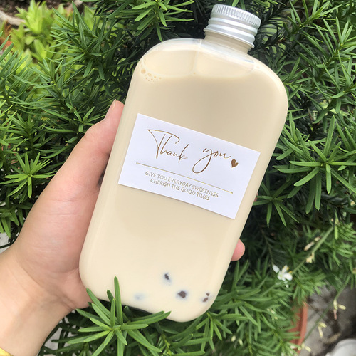 Thank you hot stamping label dessert cup taro ball roasted grass jelly cup decorative sticker milk tea bottle self-adhesive sticker