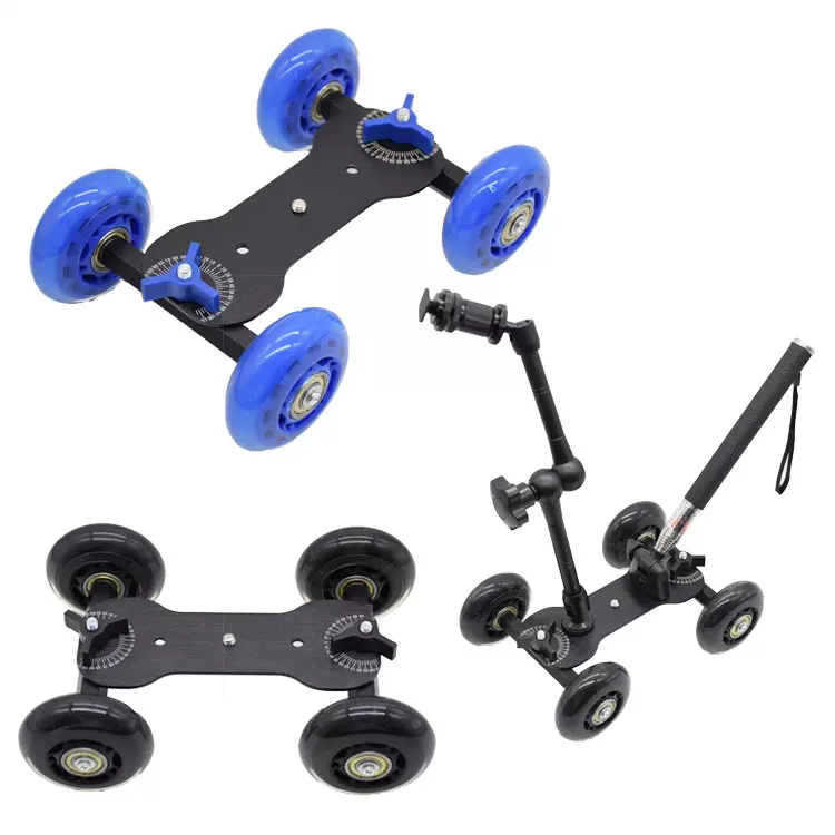 单反相机摄影轨道车 四轮黑色超静音桌面mini迷你单反摄像小推车