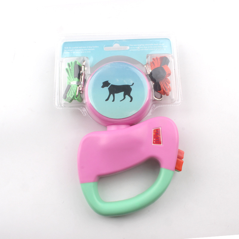 Cuerda de tracción de doble cabeza para mascotas cuerda de tracción retráctil automática un arrastre dos Dispositivo de paseo de perro de doble cabeza cuerda de perro suministros para perros