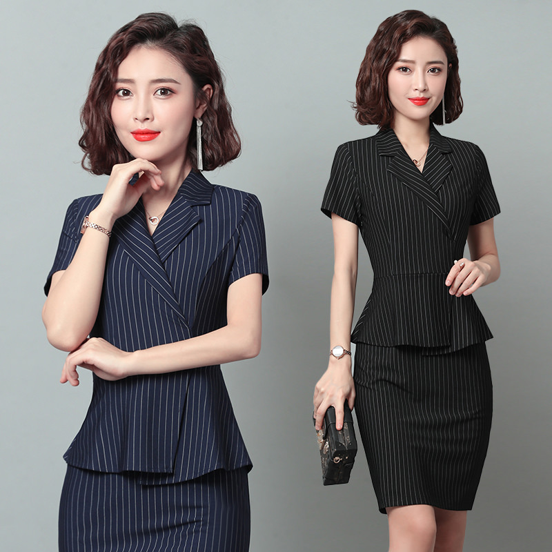 In-Stock Professional Work Dress, Summer Short-Sleeve, Stylish and Elegant for Women, Suitable for Kindergarten Teachers, Beauticians, and Jewelry Store Staff