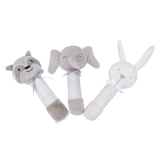 BBSKY Baby Rattles BB Stick Plush Cartoon Animal Toy Rattle Baby Grab Stick Hand Swing Ring Swing