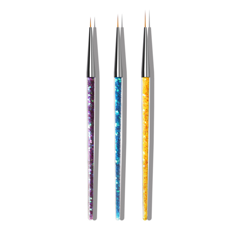 Traje de pluma de dibujo de uñas de Venta caliente transfronteriza 3 piezas pluma de pintura de uñas con pluma de dibujo de diamantes colección de pluma de pintura