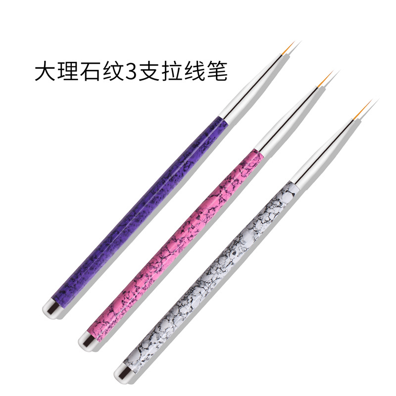 Traje de pluma de dibujo de uñas de Venta caliente transfronteriza 3 piezas pluma de pintura de uñas con pluma de dibujo de diamantes colección de pluma de pintura