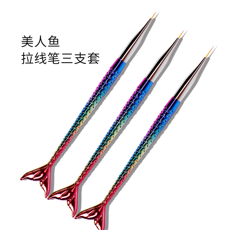 Traje de pluma de dibujo de uñas de Venta caliente transfronteriza 3 piezas pluma de pintura de uñas con pluma de dibujo de diamantes colección de pluma de pintura