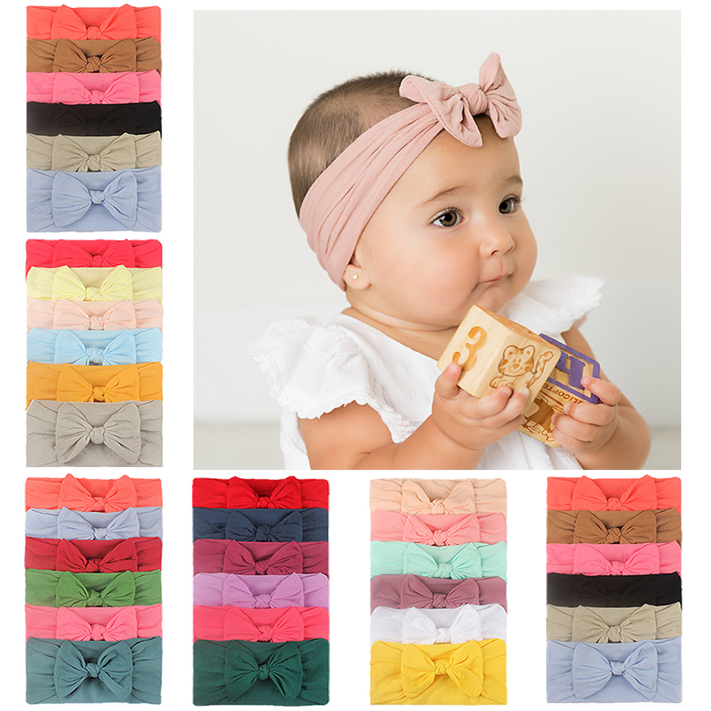 6 unids nylon arco niños princesa pelo banda europea y americana creativa suave textura bebé pelo banda niños headwear