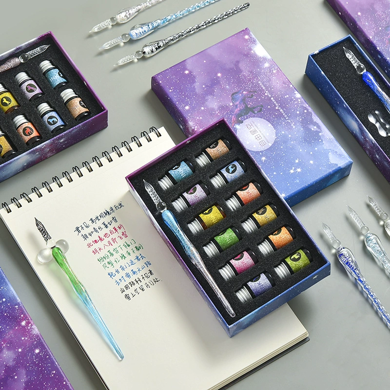 Glass starry sky, gift box, set, gift pen for elementary school students, factory direct supply, gradient