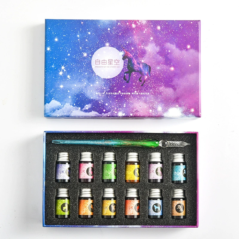 Glass starry sky, gift box, set, gift pen for elementary school students, factory direct supply, gradient