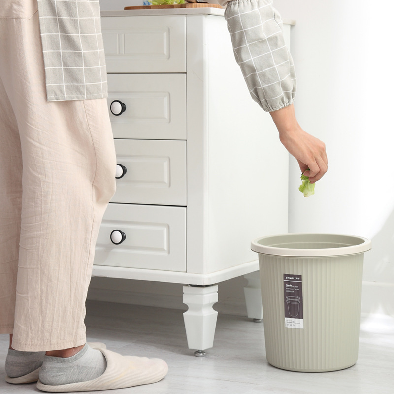 Shun Li trash can household kitchen trash can storage bucket with pressure ring office trash bucket plastic bucket wholesale