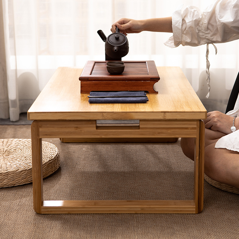 Estilo japonés y sala de mesa y silla combinación madera maciza tatami plegable ventana pequeña mesa de té Zen balcón mesa de té