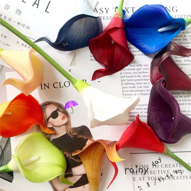 Cross-border PU mini calla lily artificial flower wholesale wedding decoration artificial feel bridal bouquet fake flower Cross-border PU mini calla lily artificial flower wholesale wedding decoration artificial feel bridal bouquet fake flower