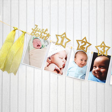 跨境热销儿童一周岁12个月相片拉旗生日派对背景墙照片墙装饰拉花