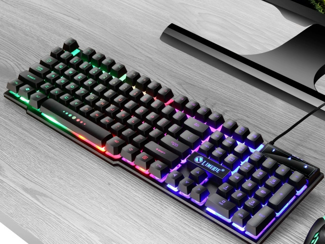 Комплект клавиатура и мышь GTX300, проводной USB-игровой набор, RGB подсветка, варианты белый/черный