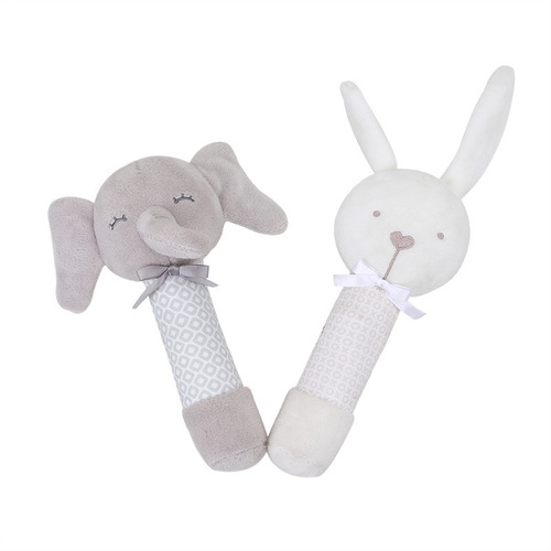 BBSKY baby plush cartoon animal toy rattle hand stick baby hand rattle BB stick hand ring rocker