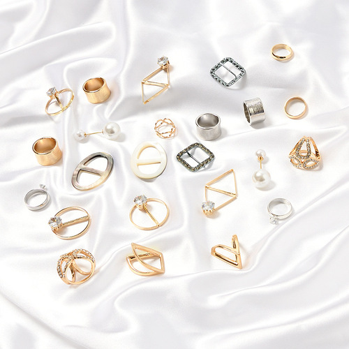 ins jewelry accessories silk scarf buckle V-shaped bright diamond buckle gold ring buckle arched double-bead buckle single row six-bead buckle