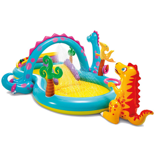 INTEX Rainbow Flamingo Pool Family Sprinkler with Slide Cartoon Play Pool Inflatable Ocean Ball Pool
