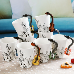 Internet celebrity violin water cup creative musical instrument music cup note cross-border e-commerce ceramic mug 400ml large cup