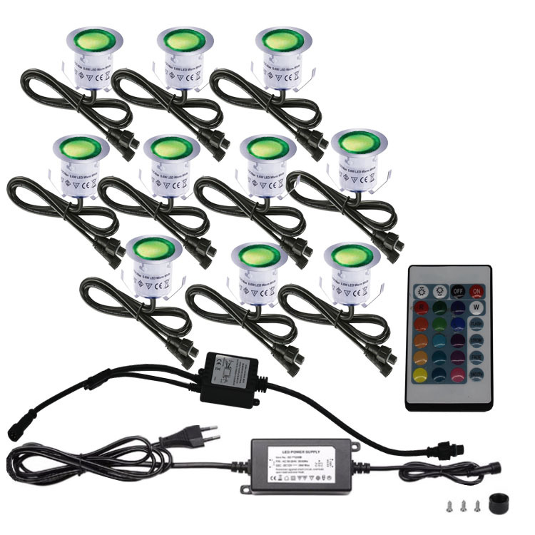 Luz LED para Terraza de Acero Inoxidable Resistente al Agua RGB de 30 mm, Modelo Similar a Amazon, Luz de Jardín, Luz Redonda para Flores, Luz de Paisaje, Luz Subterránea de 0.6 W