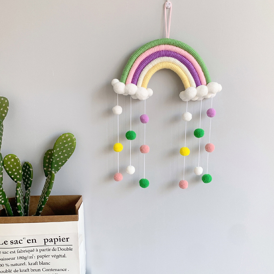 ins decoration Nordic style home decoration children's room decoration pendant woven cloud rainbow hanging ornament wall decoration hanging ornament