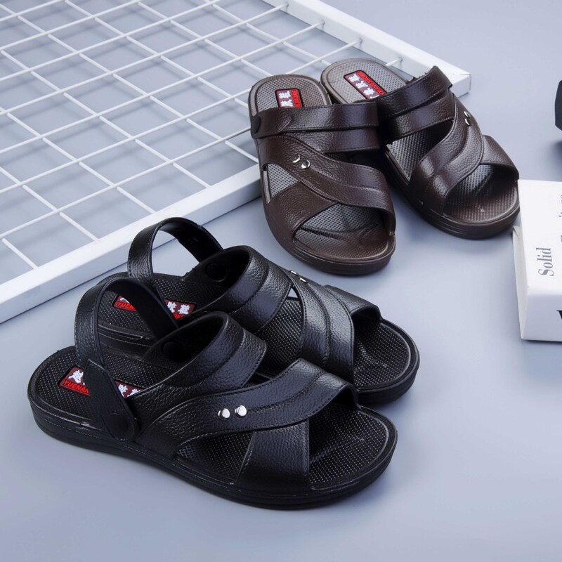Outdoor Slippers for Men, Casual, Non-Slip, Wear-Resistant, Dual-Purpose, Middle-Aged and Elderly Dad Sandals, Summer Beach Thick-Soled, Wear-Resistant and Non-Slip