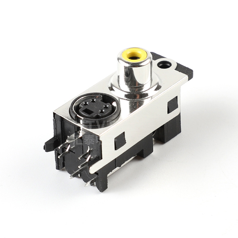 厂家直销莲花座AV插座S端子铁壳 DASW-02/008 RCA JACK音视频插座