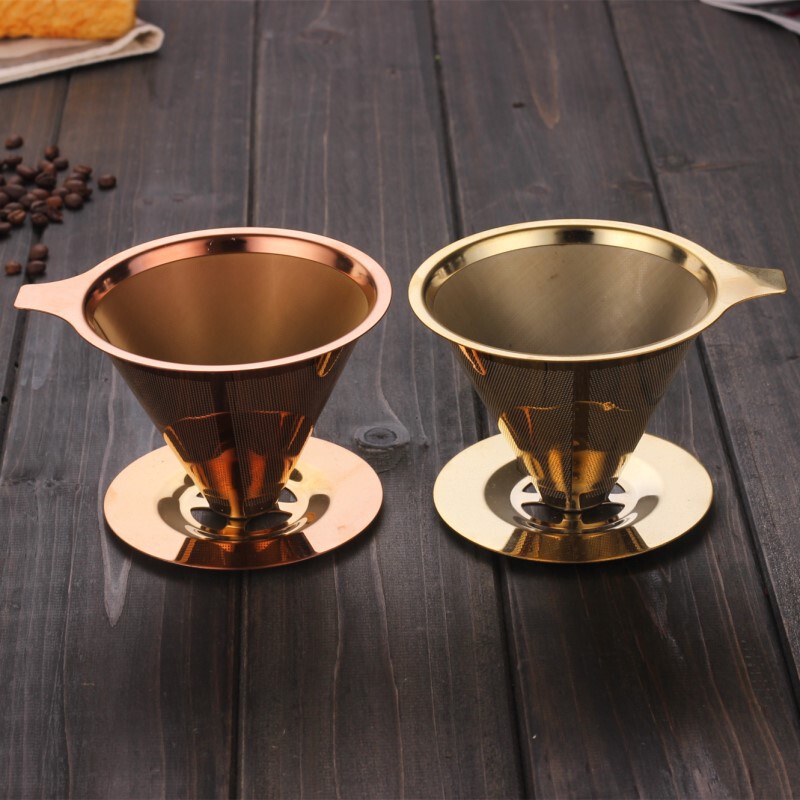 304 Stainless Steel Filter Cup with Double-Layer Filter Mesh, Integrated Coffee Funnel Filter, Factory Direct Delivery, Simple Style for Hand Brewing