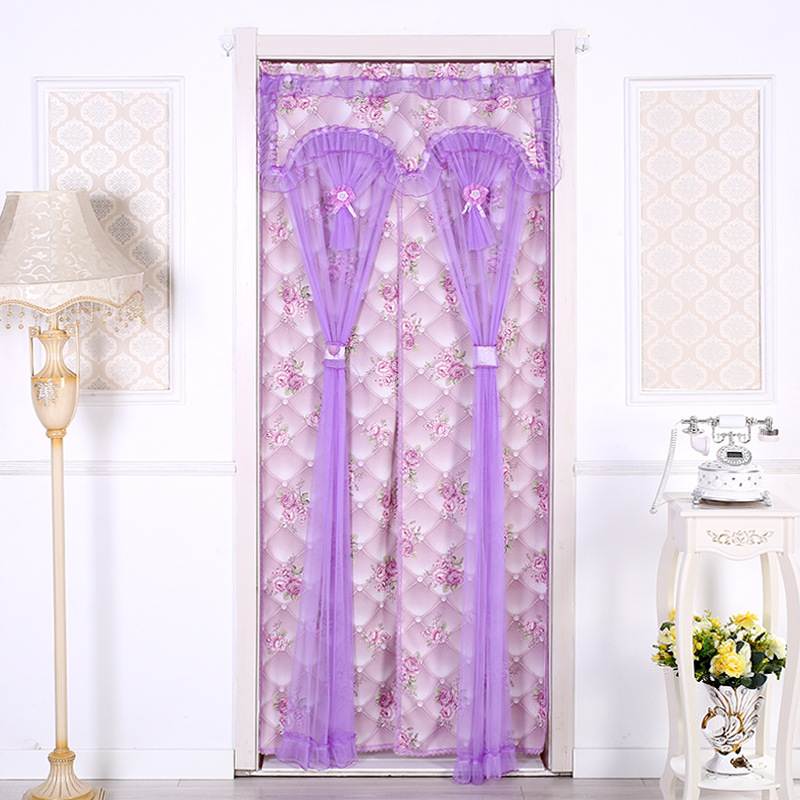 Lace Double Opening Toilet Curtain Household Fabric Windshield Purple Jade Partition Curtain Windshield Summer Anti-mosquito Door Curtain