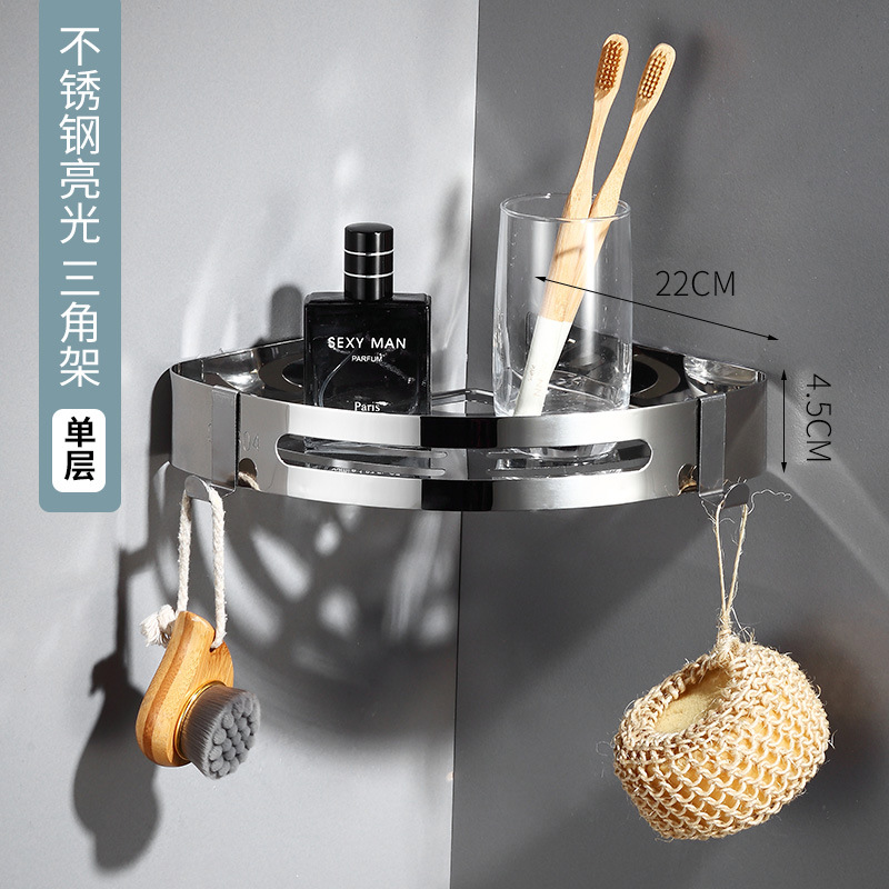 Estante de Baño de Acero Inoxidable, Estante Esquinero Triangular para Baño, Estante de Acero para Lavabo de Una o Dos Capas