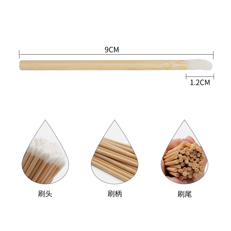 Cepillo de labios de varilla de bambú desechable al por mayor Cepillo de brillo de labios portátil Cepillo de maquillaje Herramienta de belleza Cepillo de lápiz labial