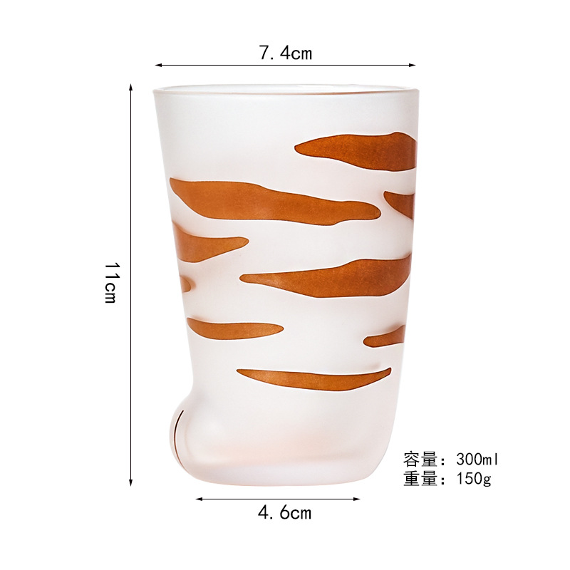 Taza de pie de gato de estilo japonés de vidrio animal creativo taza esmerilada lindo gato y perro de impresión de pie Desayuno Taza de Leche en stock