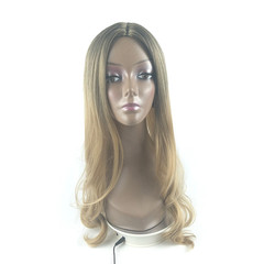 Amazon new product wig for women with long curly hair gradient color European and American fashionable chemical fiber wigs cross-border foreign trade supply