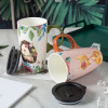 Cartoon ceramics, capacious coffee high quality cup with glass for beloved