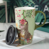 Cartoon ceramics, capacious coffee high quality cup with glass for beloved