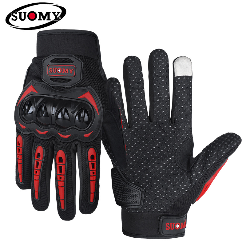 Guantes de motocicleta para hombre, carcasa protectora de dedo completo, pantalla táctil anticaída, equipo todoterreno transpirable, guantes de montar para todas las estaciones