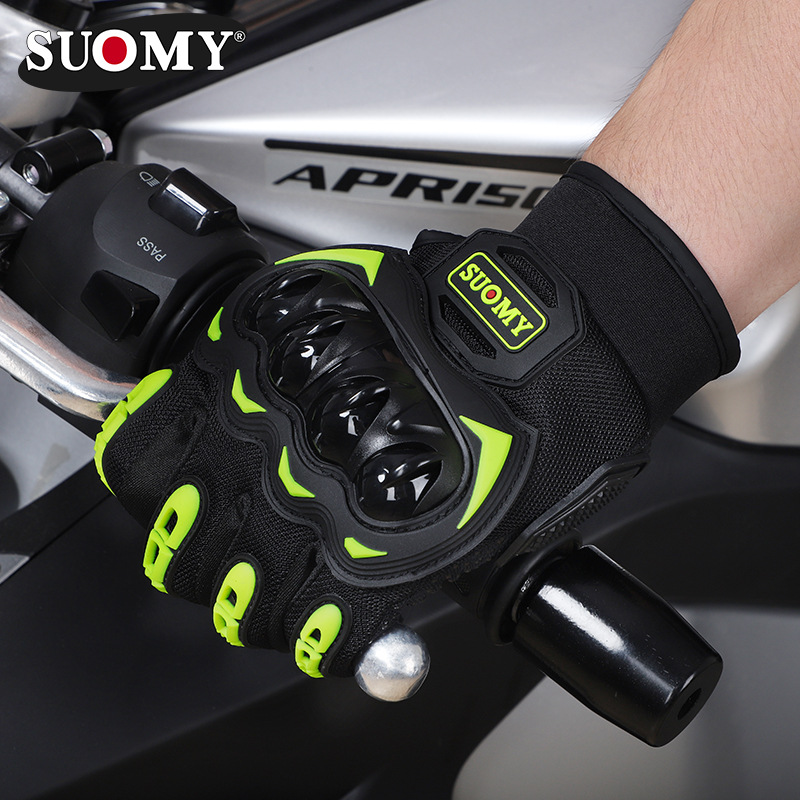 Guantes de motocicleta para hombre, carcasa protectora de dedo completo, pantalla táctil anticaída, equipo todoterreno transpirable, guantes de montar para todas las estaciones