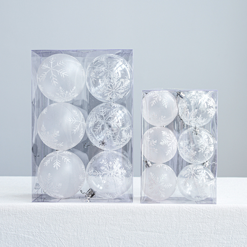 Hong Kong Heng 5,5 cm transparente copo de nieve BOLA DE Navidad árbol de Navidad decoración colgante colorido Bola 6 Paquete de diseño de decoración de Navidad