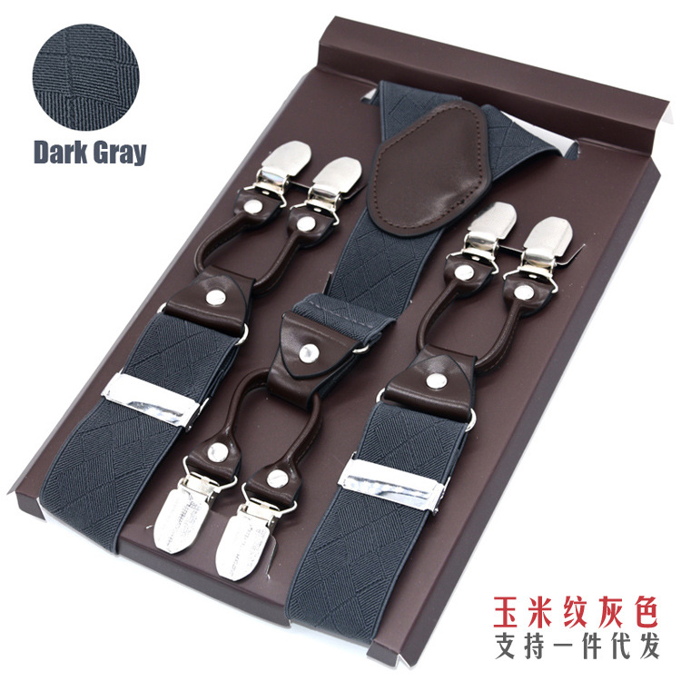 Padrino de la Liga de los hombres en caja de seis clips de los hombres gordos pantalones de traje de ancianos suspender tirantes elásticos