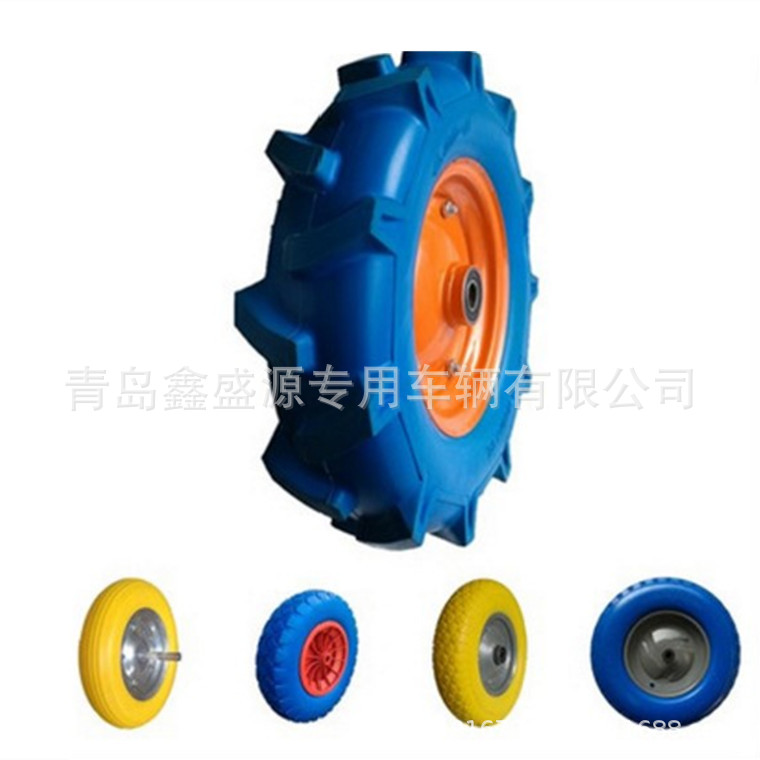 16寸pu聚氨酯轮 16*4.80/4.00-8pu轮胎 6寸免充气手推车实心轮子