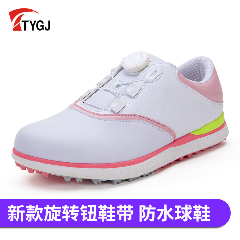 TTYGJ 골프화 여성 방수 신발 회전 신발 끈 운동화 미끄럼 방지 고정 스터드