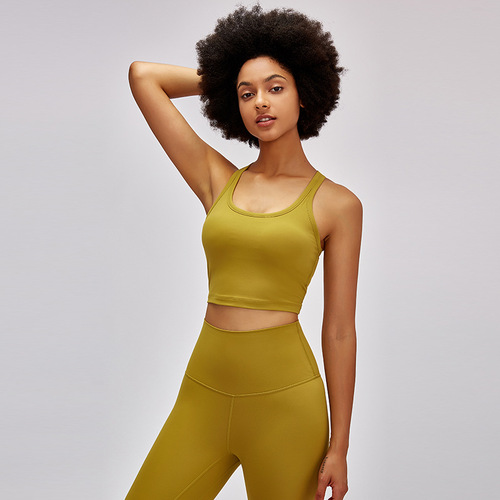 European and American spring and summer new yoga sports vest for women, slim U-neck, beautiful back, fitness running yoga top for women