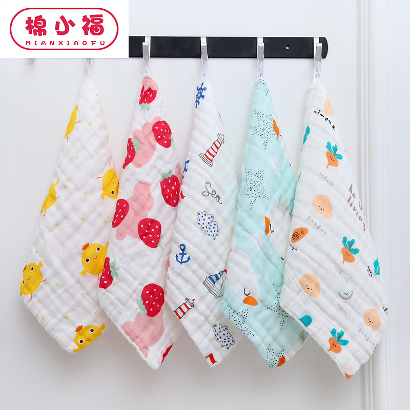 Cotton high density cotton bubble cotton gauze square towel kindergarten class a baby saliva towel baby towel 6 layers