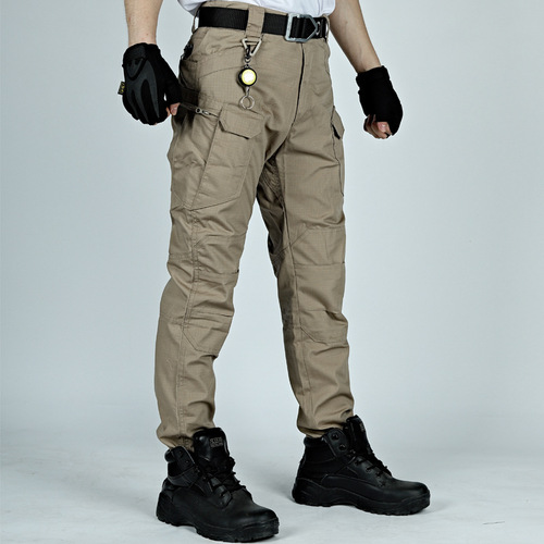 Tactical pants spring and autumn men's camouflage pants overalls autumn outdoor multi-pocket pants wear-resistant IX7 military fan trousers