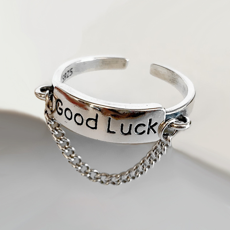 レトロなアルファベットの指輪の組み合わせins韓東大門ヒップホップはs 925銀の英語の指輪の対外貿易の卸売りをめっきします。