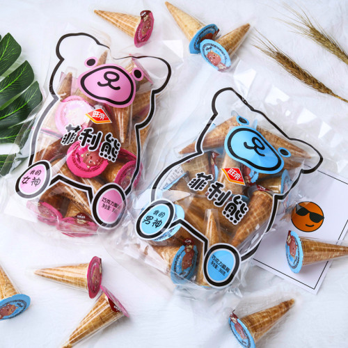 Wangdi New Product Phil Bear Chocolate Filled Crispy Cone Bagged Ice Cream Crispy Cone Children's Biscuit Snack