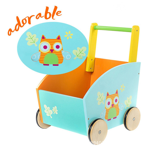 Solid Wood Baby Walker Mini Stroller Baby Walker Stroller Storage Walker Two-in-One Child Stroller